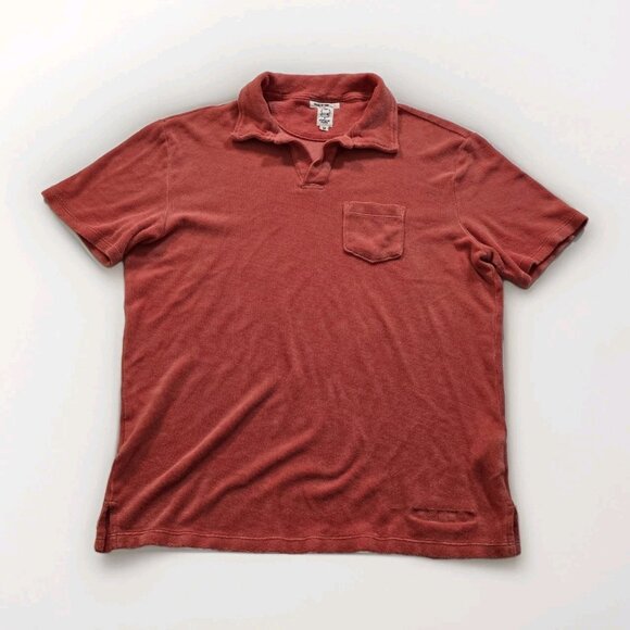 Hiroshi Kato Terry Cloth The Polo Shirt Mens M Burnt Orange SS USA Sophisticated - Picture 2 of 14